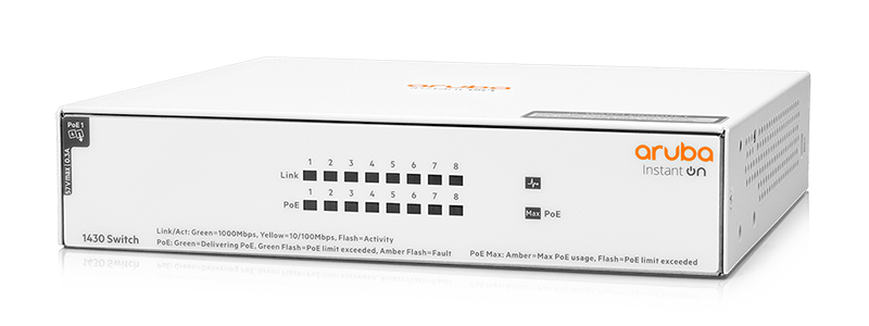 HPE Networking Instant On Switch Series 1430 8G Class4 PoE 64W Switch (R8R46A)
